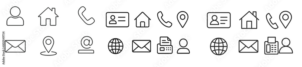 Poster Collection of web icons featuring line style designs for communication and navigation tools