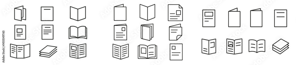 Fototapete Collection of web icons representing various types of documents and notebooks in line style for digital design use