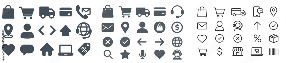 Fototapete Set of web icons in line style representing various digital activities and services to enhance user experience