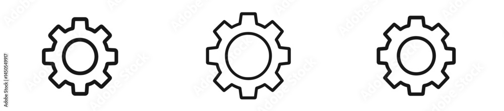 Fototapete Set of web icons featuring line style gear symbols for representing settings and adjustments in digital interfaces, designed for modern applications
