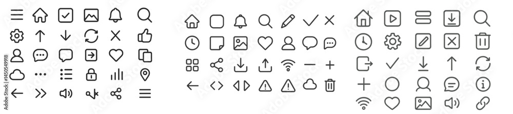 Poster Collection of web icons in line style for user interface design and digital applications
