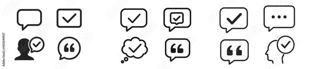 Poster Web icons designed in line style depicting various communication elements for digital platforms and applications