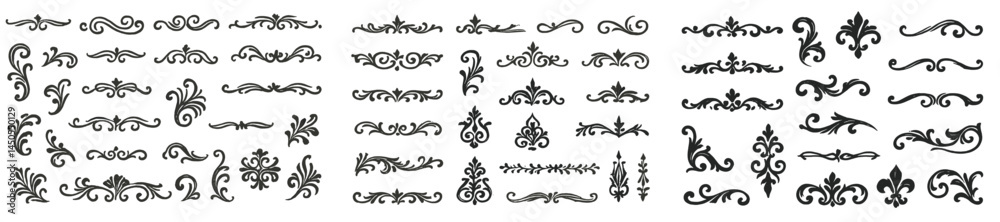 Fototapete Set of web icons featuring decorative line style elements for digital design projects and user interfaces