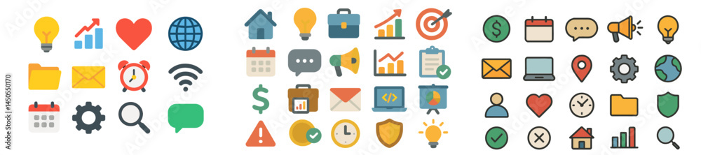 Leinwandbilder Collection of line style web icons representing various online activities and tools for digital communication and project management