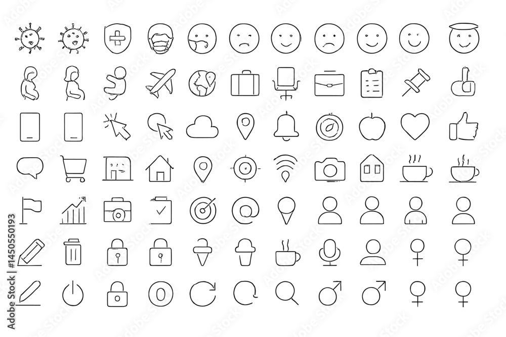 Aufkleber Collection of web icons in line style depicting various concepts for digital design projects