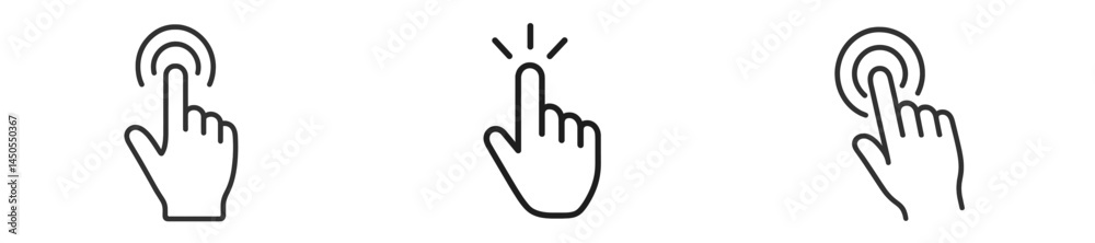 Poster Line style web icons depicting hand gestures for clicking and selecting options