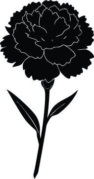 recommend clip art: carnation flower silhouette vector on white 