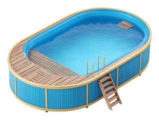 3D Illustration of Oval Above Ground Swimming Pool Isolated on Transparent Background