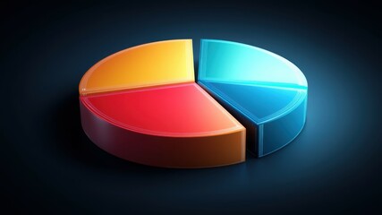 Obraz premium Colorful pie chart, financial analysis tool
