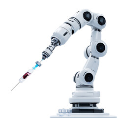 A robotic arm administering vaccines in a clinic. isolated on white background