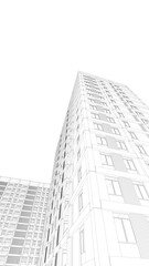 Fototapeta premium Abstract buildings 3d rendering. Architectural background 