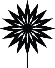 compass plant flower silhouette vector on white 