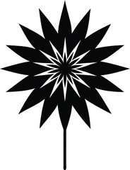 compass plant flower silhouette vector on white 