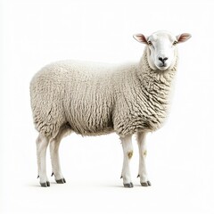 Fototapeta premium Sheep grazing in a pastoral landscape farm setting animal photography rural environment close-up viewpoint nature conservation