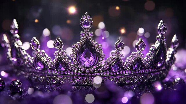 Shimmering royalty: elegant movement of a purple jeweled crown
