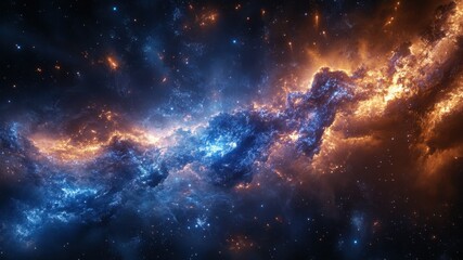 Naklejka premium Striking nebula of blue & orange, a beautiful deep space scene