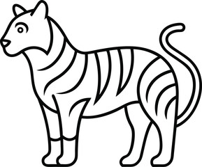 Tiger in continuous line art drawing style, featuring an abstract representation of the tiger’s essence, using fluid lines to emphasize its wild and graceful nature in modern art.