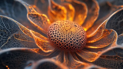 Intricate glowing flower fractal digital art