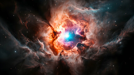 Obraz premium Stunning cosmic nebula image showcasing vibrant colors and intricate details. Ideal for space-themed projects wallpaper designs or educational materials. 
