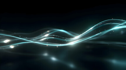 Luminous filaments elegantly weaving through dark space delivering ethereal grace and technological advancement