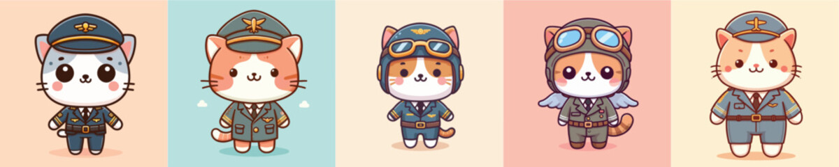 Fototapeta premium cute cat vector in pilot costume