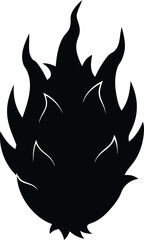 dragon fruit silhouette vector on white background 