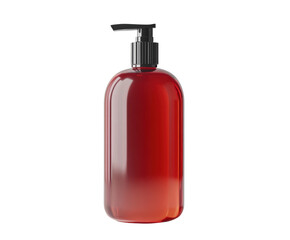 Elegant red bottle of liquid soap minimalist product isolated on transparent background