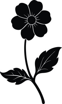 black flower silhouette on white background clip art preview