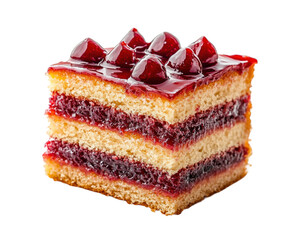 Delicious layered cherry cake bakery food bright isolated on transparent background