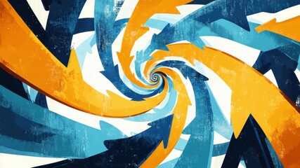 Abstract orange and blue arrows in a swirling pattern