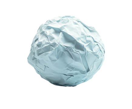 Crumpled paper ball minimalist creative concept isolated on transparent background