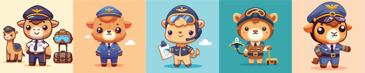 Fototapeta premium cute camel vector in pilot costume