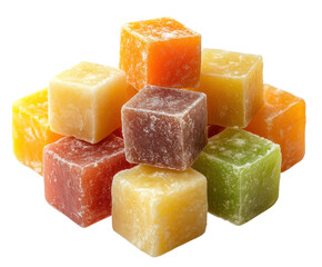Colorful homemade fruit gummies kitchen food bright environment top view isolated on transparent background