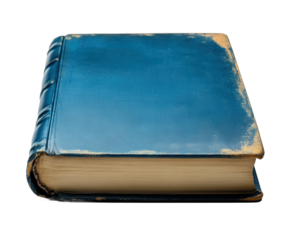 Antique blue book cover vintage library view isolated on transparent background
