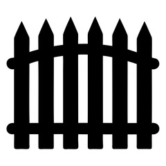Minimal black fence icon vector design on transparent background