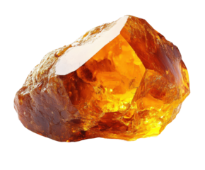 Amber gemstone discovery natural environment view mineral content isolated on transparent background