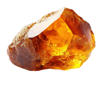Amber gemstone discovery natural environment view mineral content isolated on transparent background