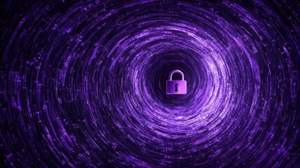 Lock at the end of a purple network tunnel