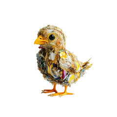 Obraz premium Chick Covered in Plastic Waste A Symbol of Environmental Pollution