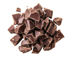 Chocolate chunks for baking kitchen food view isolated on transparent background