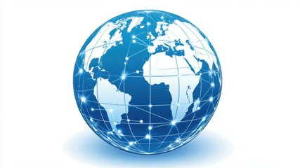 Fototapeta premium Blue digital globe with network lines illustration