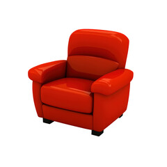 Vibrant Red Armchair with Plush Cushioning and Wide Armrests, Modern Upholstered Seating for Living Room or Lounge Area Decor