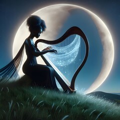 Moonlit Harpist