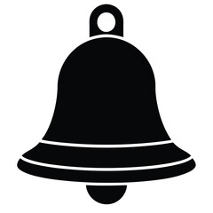 Black silhouette of a traditional bell with a simple design on a white background