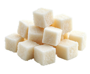 Sugar cubes displayed on table food bright kitchen environment isolated on transparent background