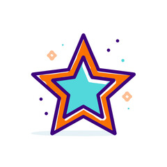 Colorful star icon with vibrant design and playful accents  