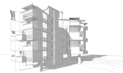abstract architecture building 3d rendering