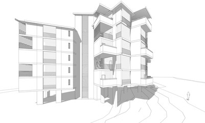 abstract architecture building 3d rendering