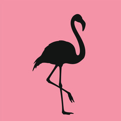 Vector Image Of Silhouette Flamingoes