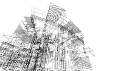 abstract architecture building 3d rendering